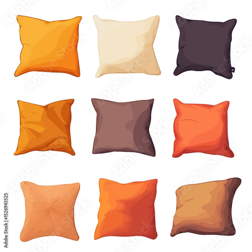 2D flat vector illustration of Decorative Pillows, isolated on a white background.