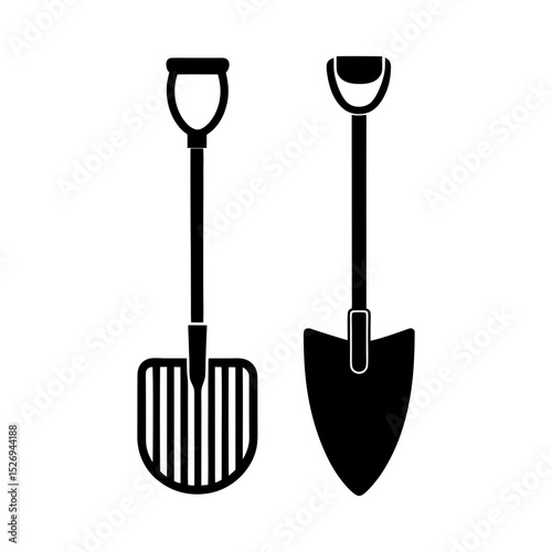 garden tools shovel rake etc vector silhouette
