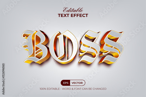 Boss Editable Text Effect Silver Gold 3D Style.