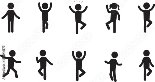 Vector silhouettes of people icons: a diverse set of business, sport, and family figures