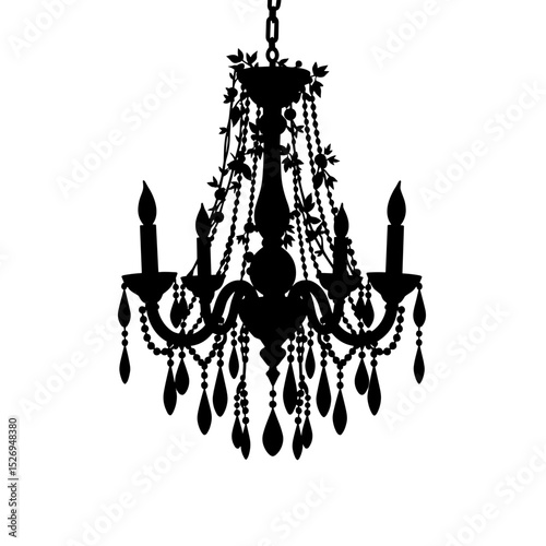 Silhouette chandelier with vines and crystals, elegant ceiling decor
