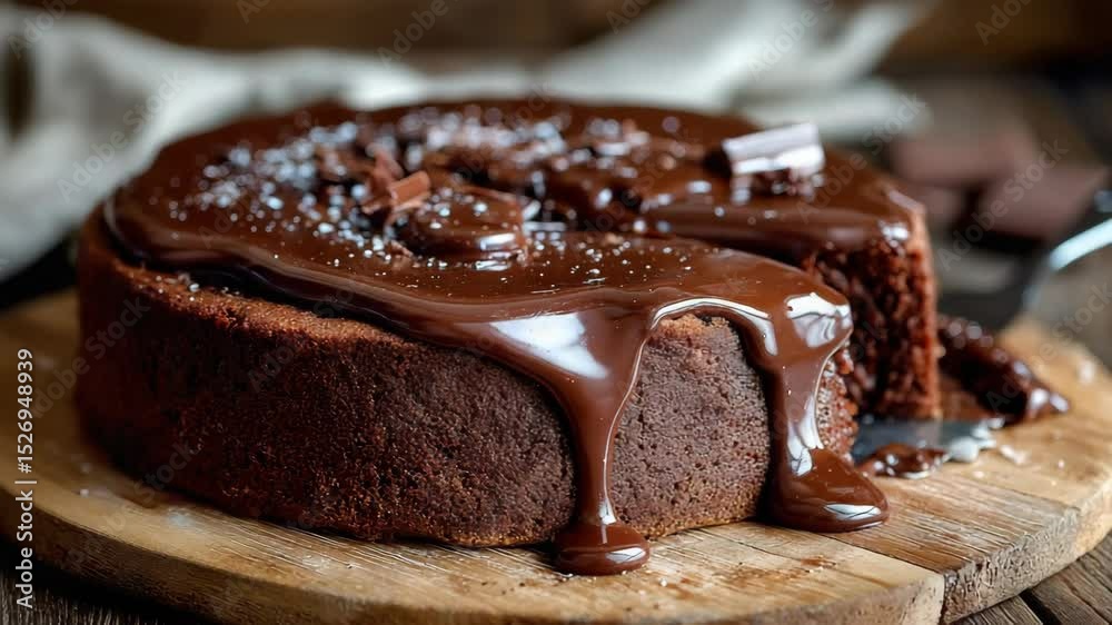 This decadent chocolate cake, adorned with glossy ganache, looks incredibly tempting and delicious. This decadent chocolate cake, adorned with glossy ganache, looks incredibly tempting and delicious.