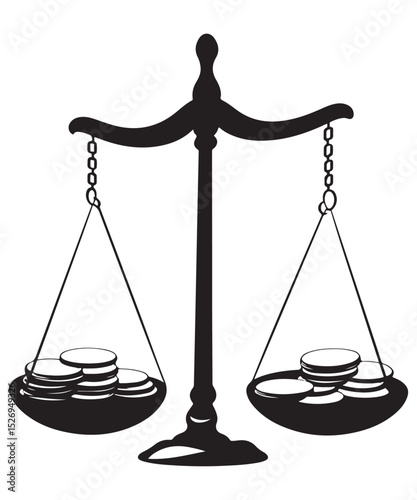 Vintage Style Illustration of Balanced Scales Symbolizing Justice