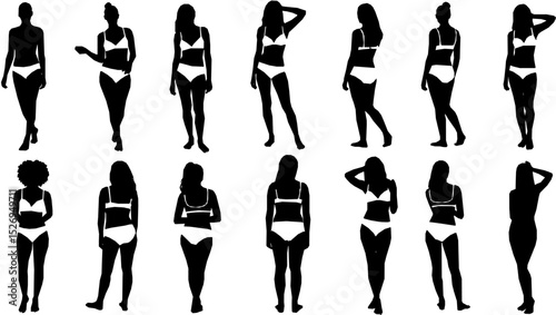woman in underwear. flat vector silhouette
