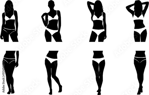 woman in underwear. flat vector silhouette
