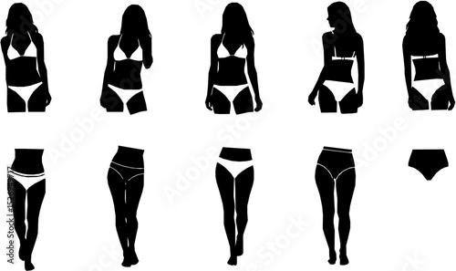 woman in underwear. flat vector silhouette
