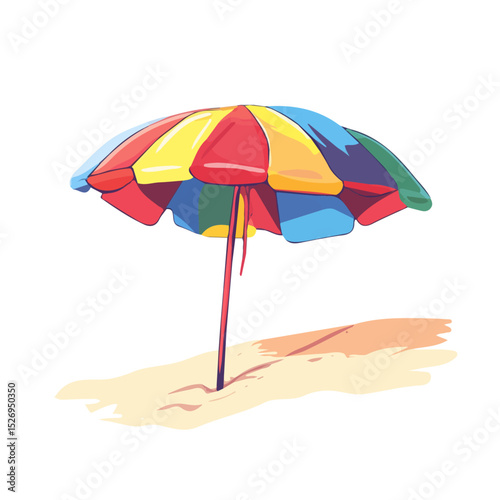 2D flat vector illustration of Colorful Beach Umbrellas Sea, isolated on a white background.