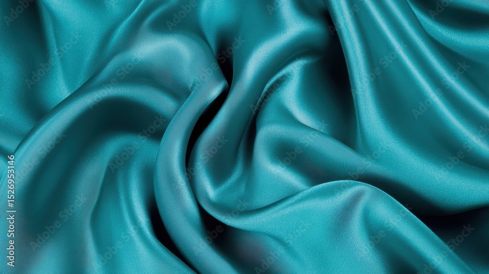 Obraz premium Teal silk fabric with elegant folds.