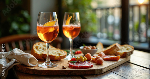Elegant French Apéritif Setup for Upscale Dining Marketing, Luxury Travel Blogs, and Culinary Magazines