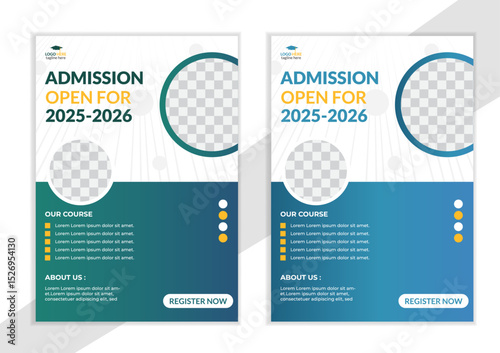 Creative style admission flyer template for school, college, university, coaching center vector design.Creative and modern online school kids education admission flyer poster template design vector.