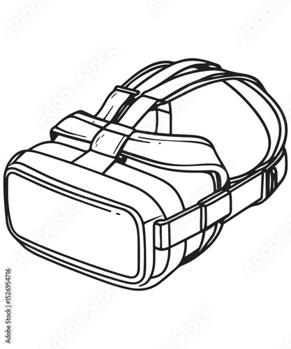 Virtual Reality Headset Line Art Drawing, Virtual Reality Goggles Vector Graphics Design for Modern Tech Applications