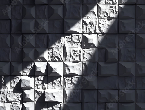 Textured Wall: Geometric Tiles & Dramatic Light