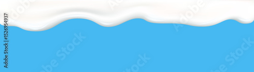 Yogurt wave realistic 3d texture, dripping cream.