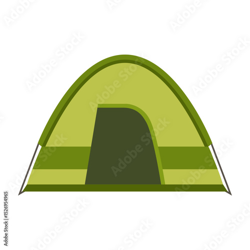 Green tourist camping tent icon isolated on white background.