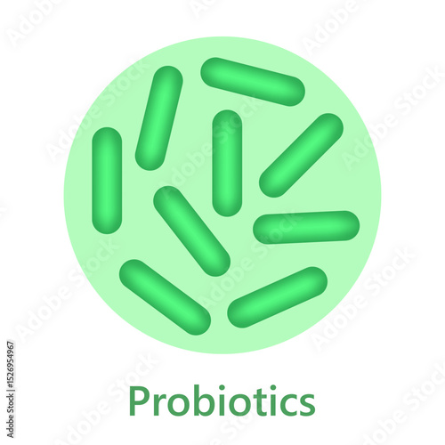 Probiotics bacteria icon, microbiome flora, lactobacillus bacterium.