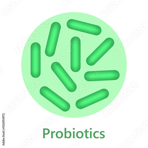 Probiotics bacteria icon, microbiome flora, lactobacillus bacterium.