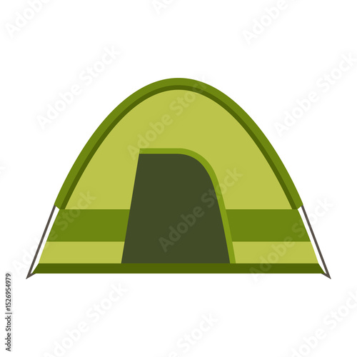 Green tourist camping tent icon isolated on white background.