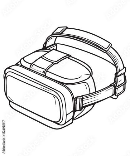 Virtual Reality Headset Line Art Drawing, Virtual Reality Goggles Vector Graphics Design for Modern Tech Applications