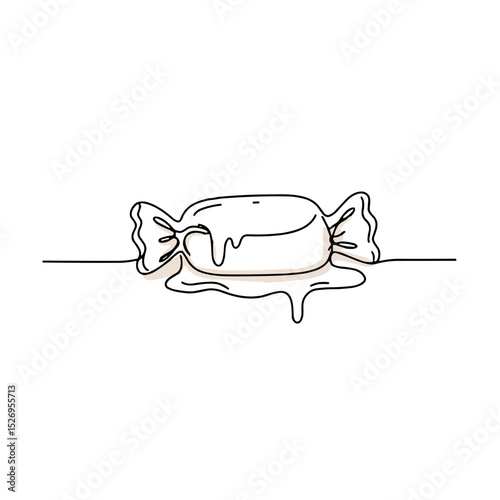 Melting candy with drooping edges on a white background  