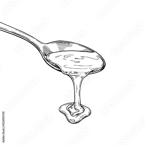 Spoon dripping with honey on white background, concept of candy  