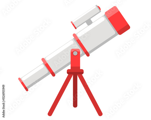 Red and White Telescope Vector Illustration