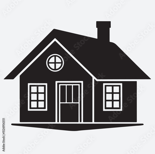 cottage icon silhouette vector art illustration, house icon isolated on white