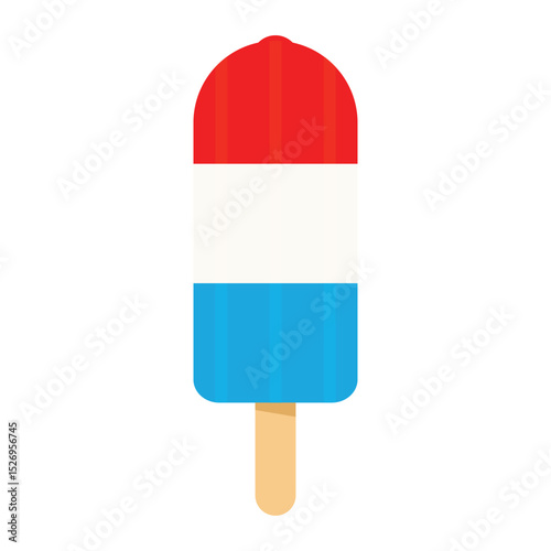 Red White and Blue Popsicle Vector – Colorful Summer Frozen Dessert Illustration