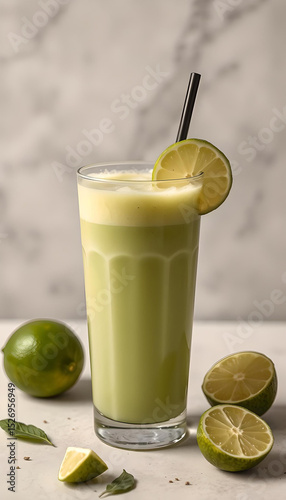 Wallpaper Mural Freshly squeezed citrus juice in a tall glass garnished with a lime fruit slice. Torontodigital.ca
