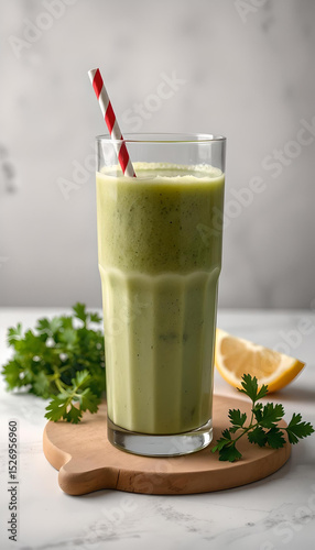 Wallpaper Mural Fresh cucumber smoothie with parsley and orange in a tall glass. Torontodigital.ca