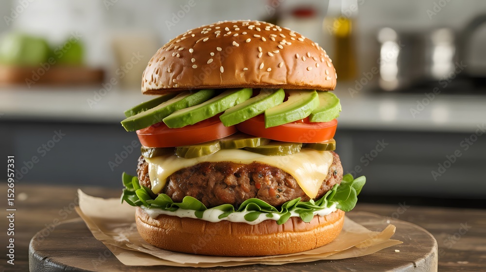 custom made wallpaper toronto digitalDelectable Gourmet Burger: A mouthwatering shot of a perfectly crafted burger featuring fresh ingredients, a symphony of flavors and textures that promise a satisfying dining experience.