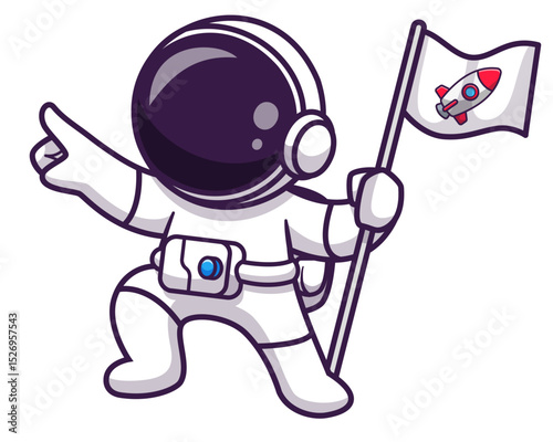 Astronaut Holding Rocket Flag