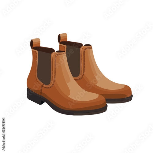 Chelsea Boots 2D flat vector illustration, isolated on a white background.