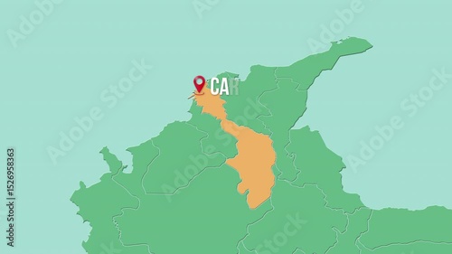 Mapa de Colombia con división política resaltando el estado Bolívar con su capital Cartagena.