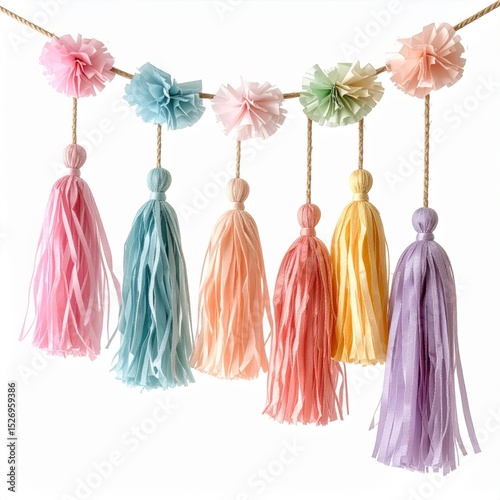 Wallpaper Mural Pastel Rainbow Tassel Garland with Pom-Poms Torontodigital.ca
