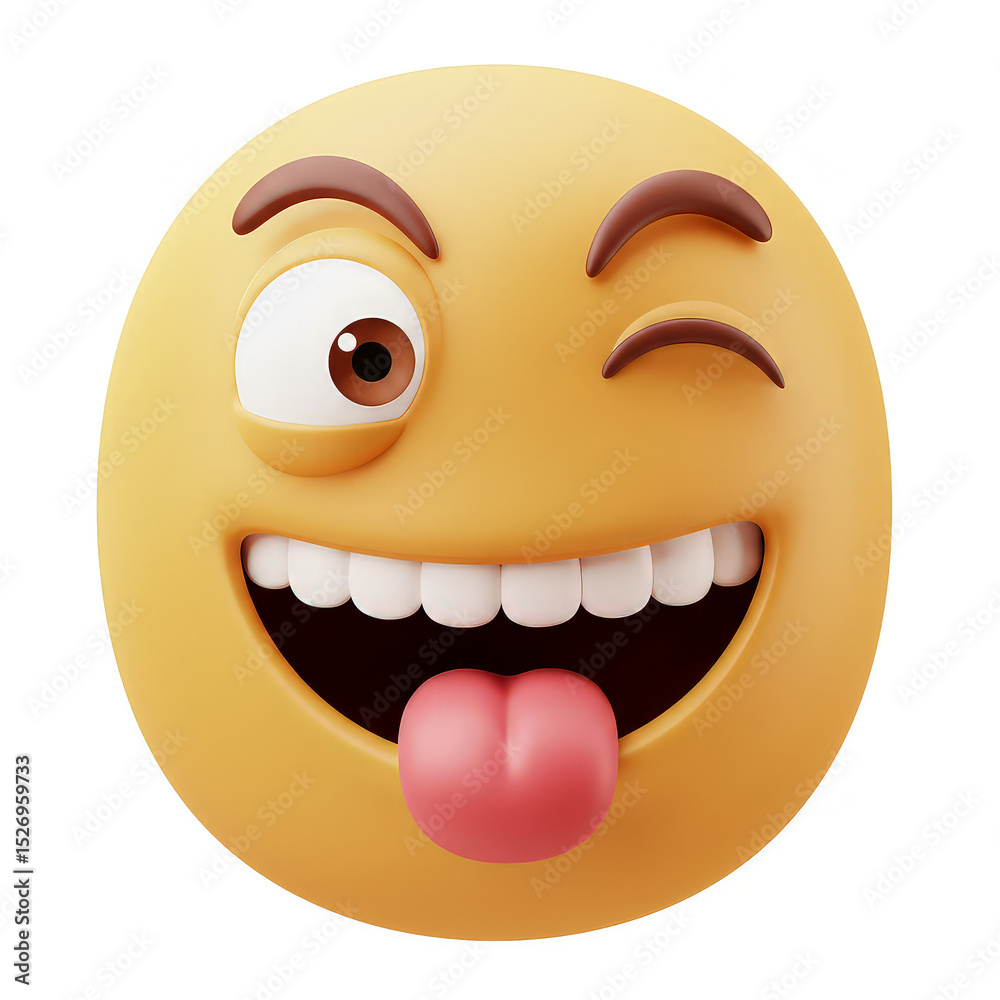 Fototapeta premium Funny winking emoji illustration