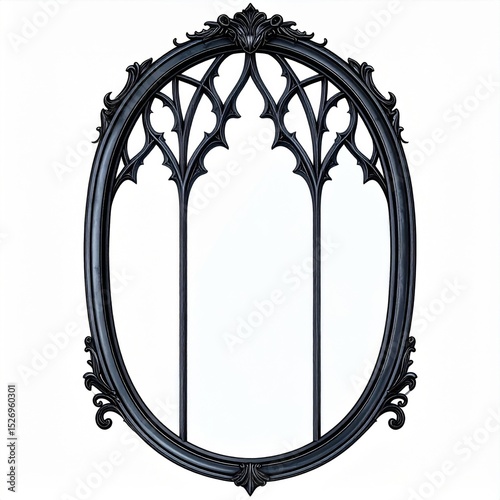 Black Oval Gothic Arch Window Frame Design