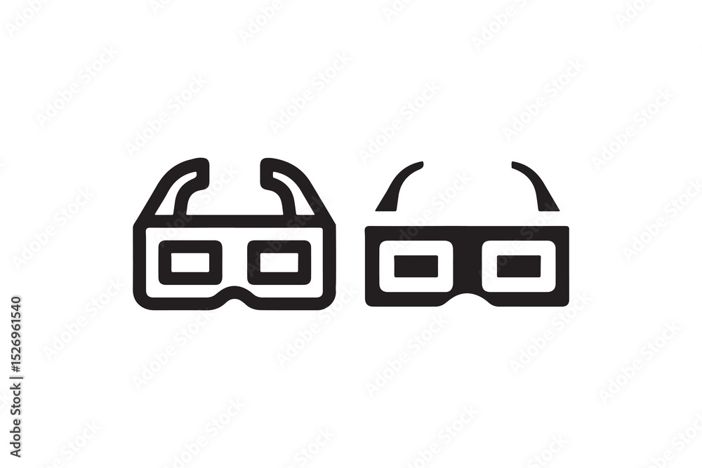 Obraz premium Flat design of 3d glasses icons set in black and white.