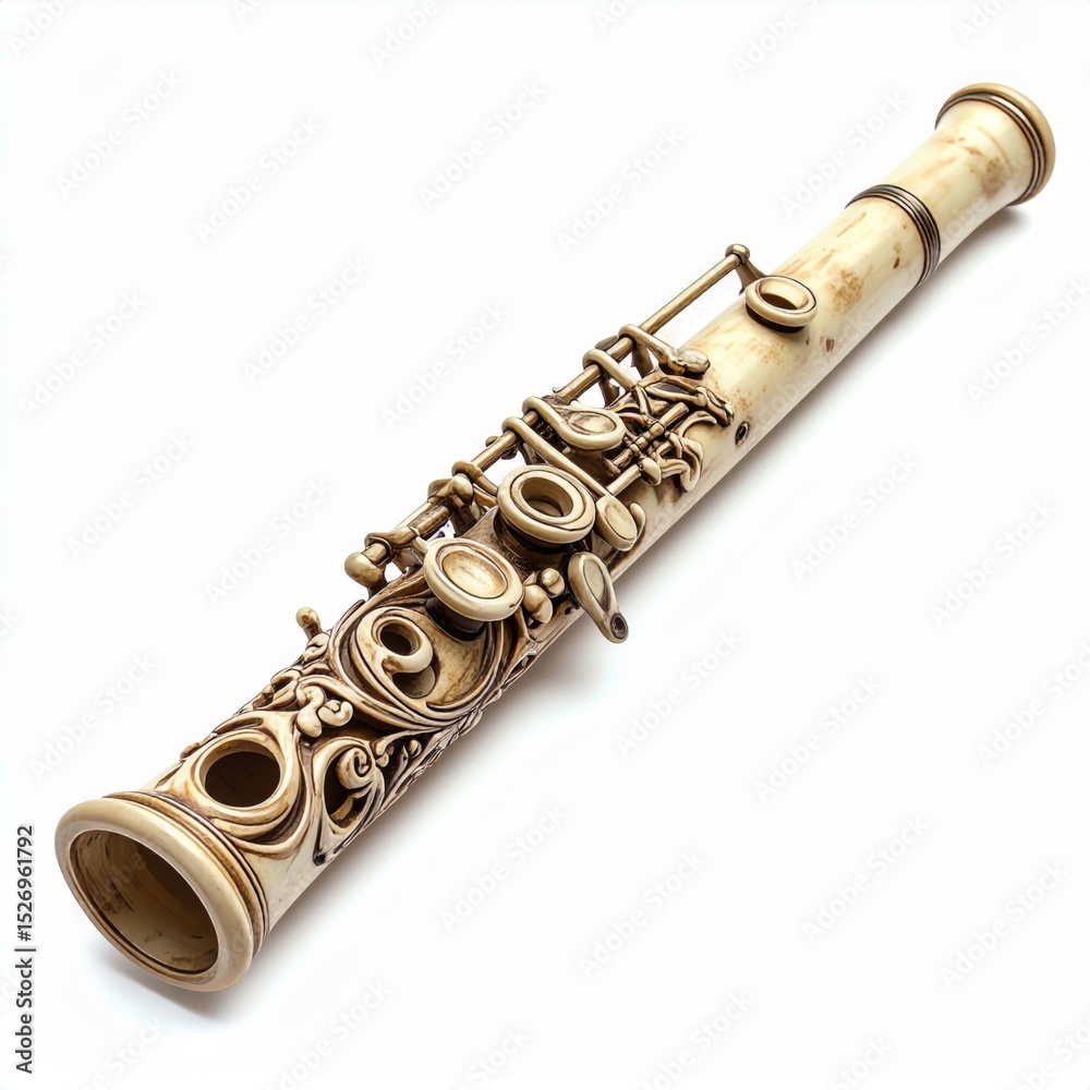Fototapeta premium Ornate Cream Flute on White Background
