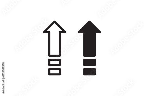 Black and white arrow designs with geometric blocks.