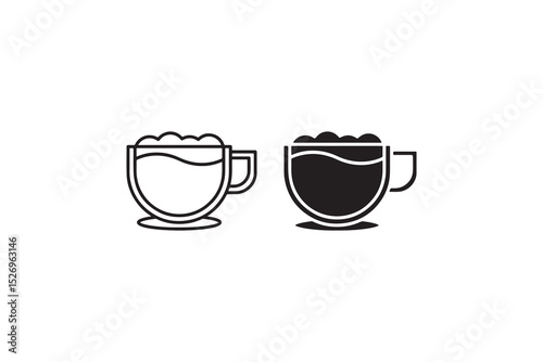 Minimalist black and white coffee mugs with handles on white background.