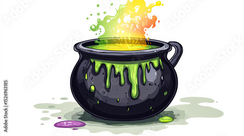 Black pot with green liquid in it