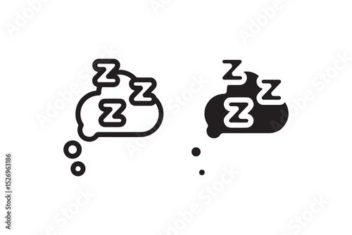 Sleeping cloud icon with zzzs in outline and solid variants.