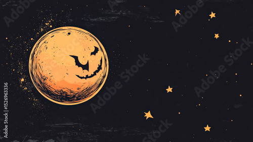 Halloween themed drawing of a planet with a bat on it