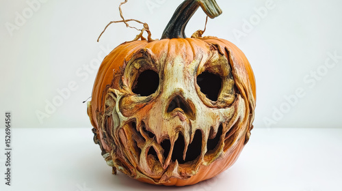Pumpkin with a skull on it