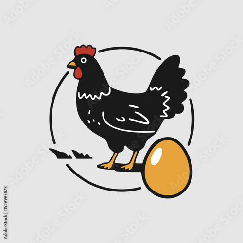 Black hen and egg