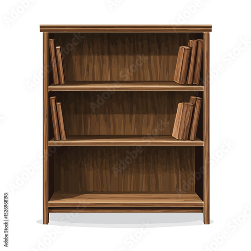 2D flat Bookshelf vector illustration, isolated on a white background.