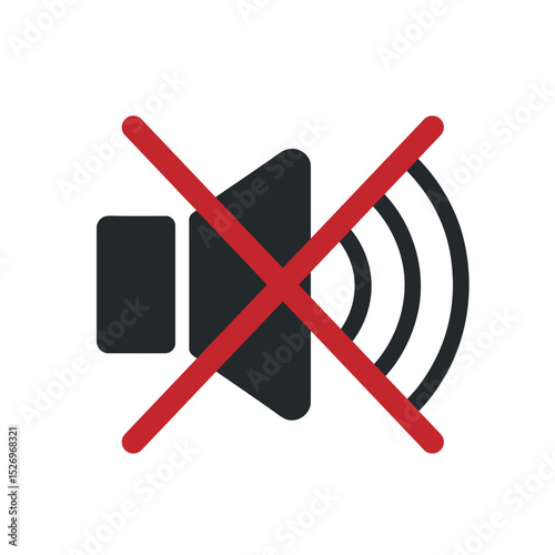 Mute Speaker Icon with a Red Line Through It Representing Silence or Sound Off Vector Illustration