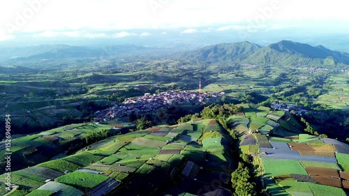a village on the slopes of Mount Sumbing, beautiful Sukomakmur, Central Java, Indonesia.