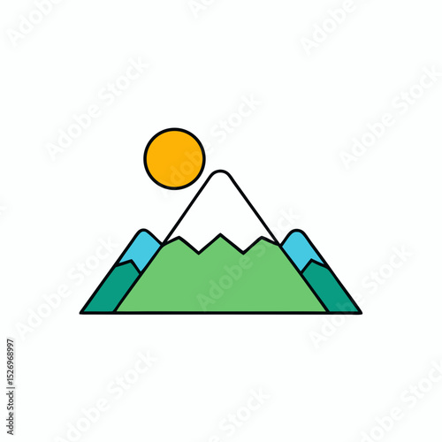vector illustration of a mountain with sun 