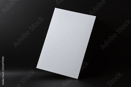 Floating blank paper sheet against a dark backdrop inspires creativity